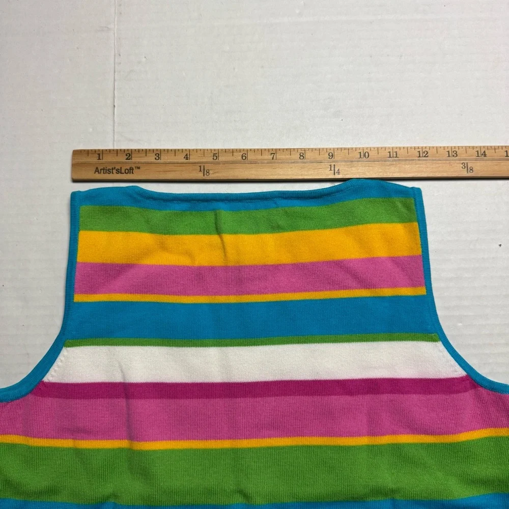 Vintage 80s-90s Lauren Ralph Lauren Petite Striped Sleeveless Knit Top Size: P/S - Picture 8 of 11